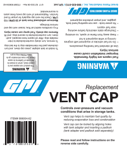 921353-06 921353-06 Header Vent Cap Replace 100/PK